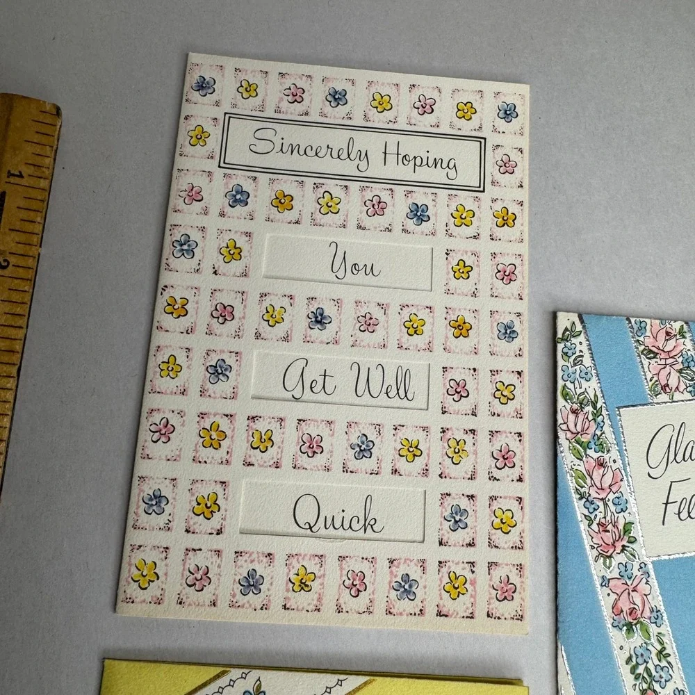 Vintage Sangamon Get Well Greeting Cards Lot of 3 Floral Mid Century Made in USA